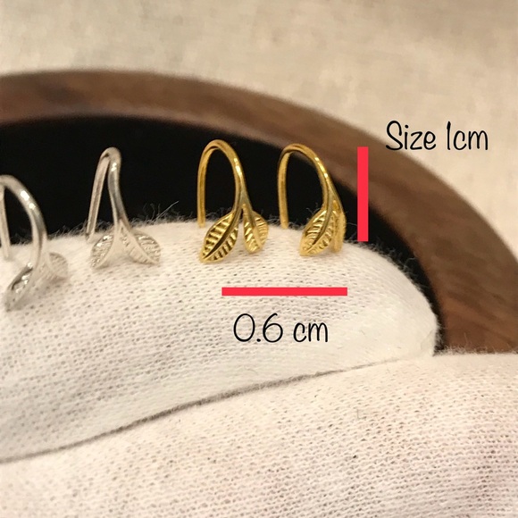 Leaf Earrings,Leaf Hoop Earrings cute Hoop Earrings 925 Sterling Silver Earrings - Picture 8 of 11